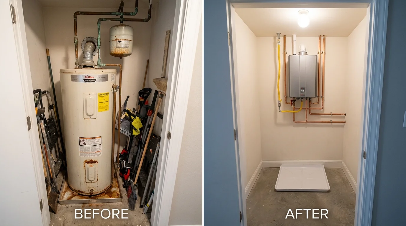 Tank water heater versus wall-mounted tankless unit comparison for Hamilton, NY homeowners
